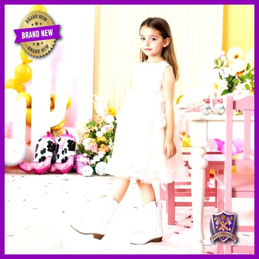 Rhinestone Sparkle Western Cowgirl Boots Pointed Toe Mid Calf Kids Dress